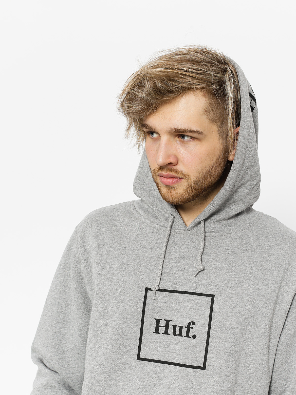 Mikina s kapucí HUF Box Logo HD (grey heather)