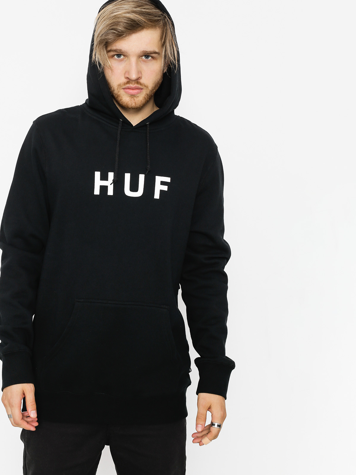 Mikina s kapucí HUF Essentials Og Logo HD (black)