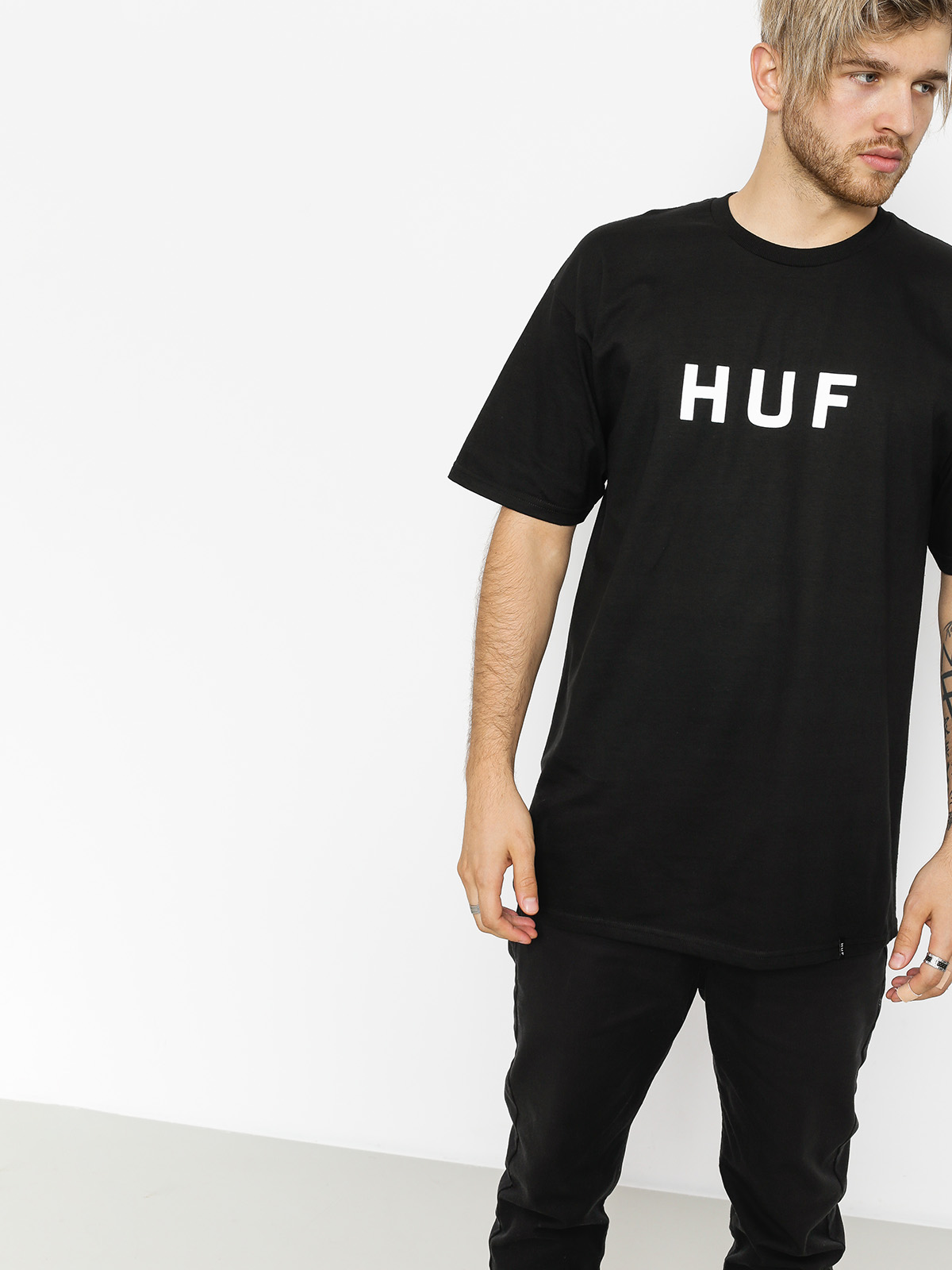 Tričko HUF Essentials Og Logo (black)