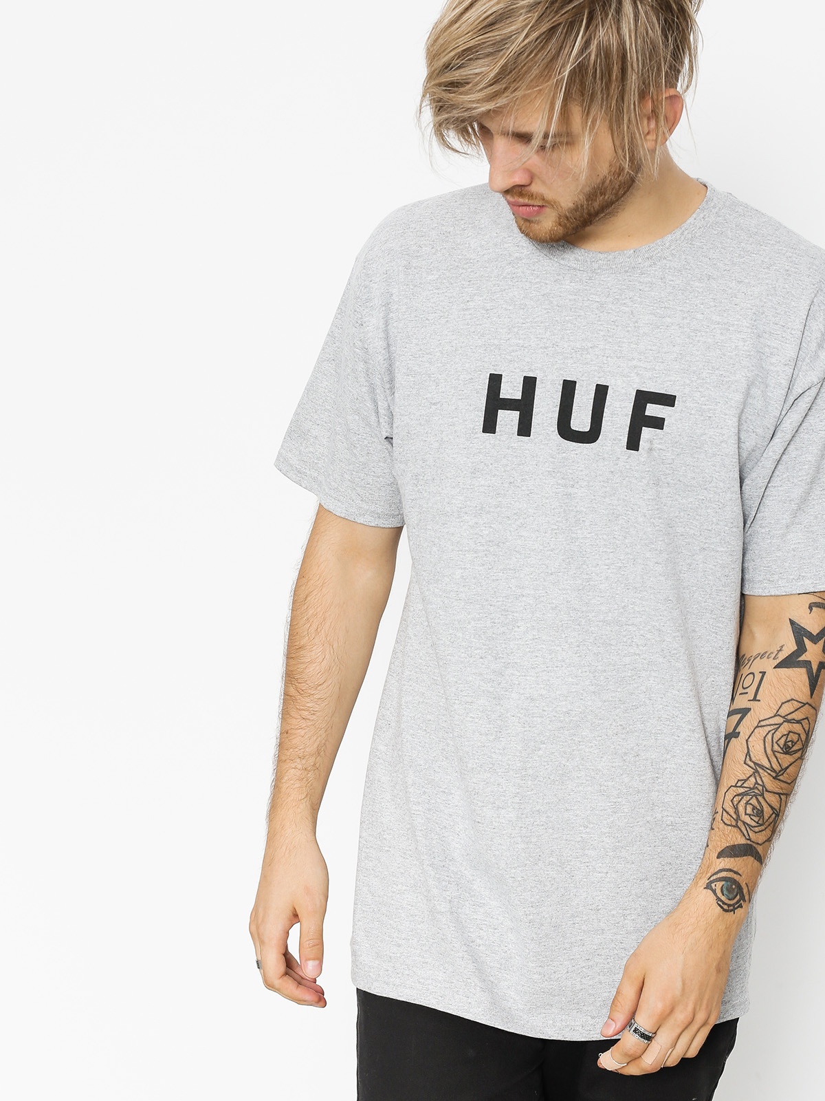 Tričko HUF Essentials Og Logo (grey heather)