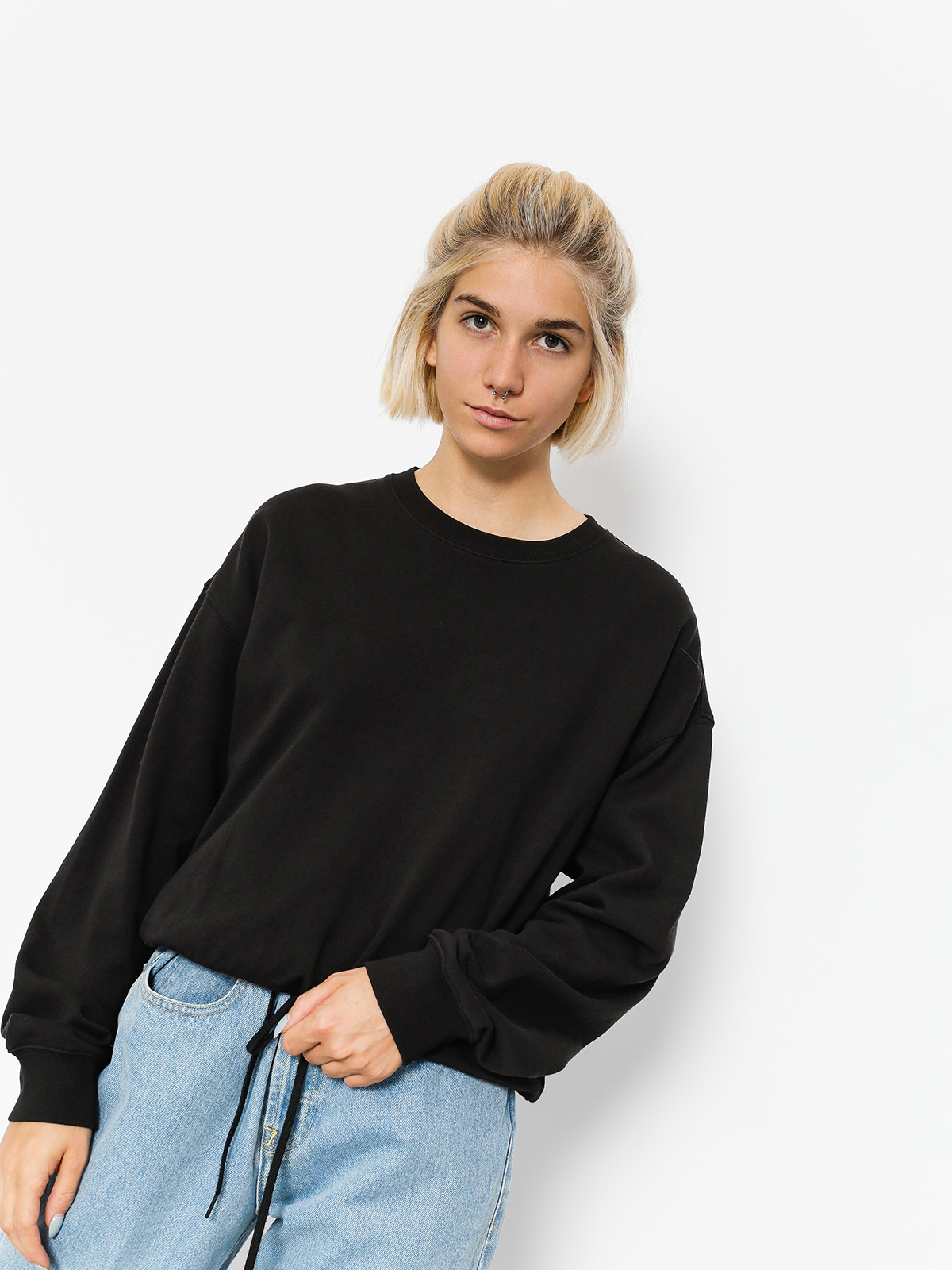 Mikina Stussy Ezra Cropped Baggy Wmn (black)
