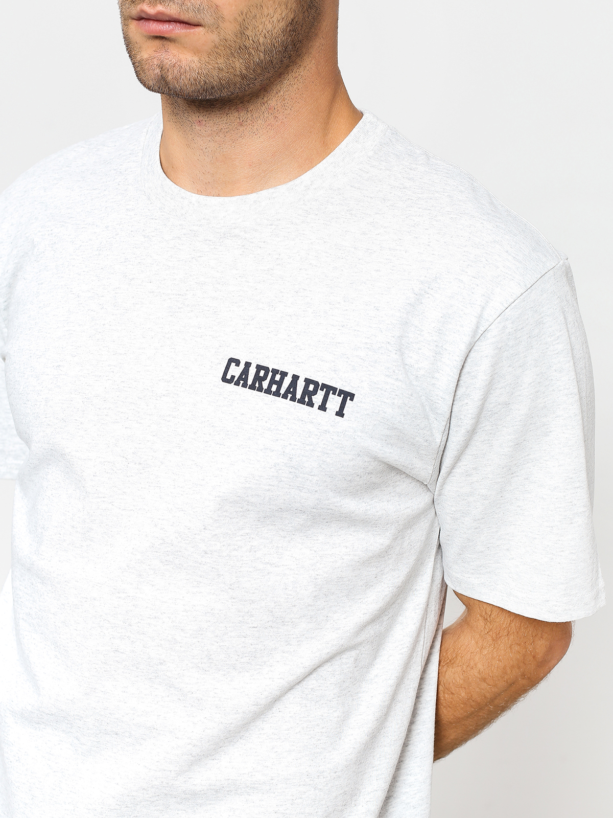 Tričko Carhartt WIP College Script (ash heather/dark navy)