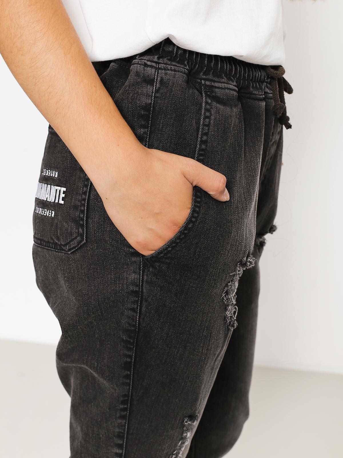 Kalhoty Diamante Wear Rm Jeans Jogger Wmn (ripped black jeans)