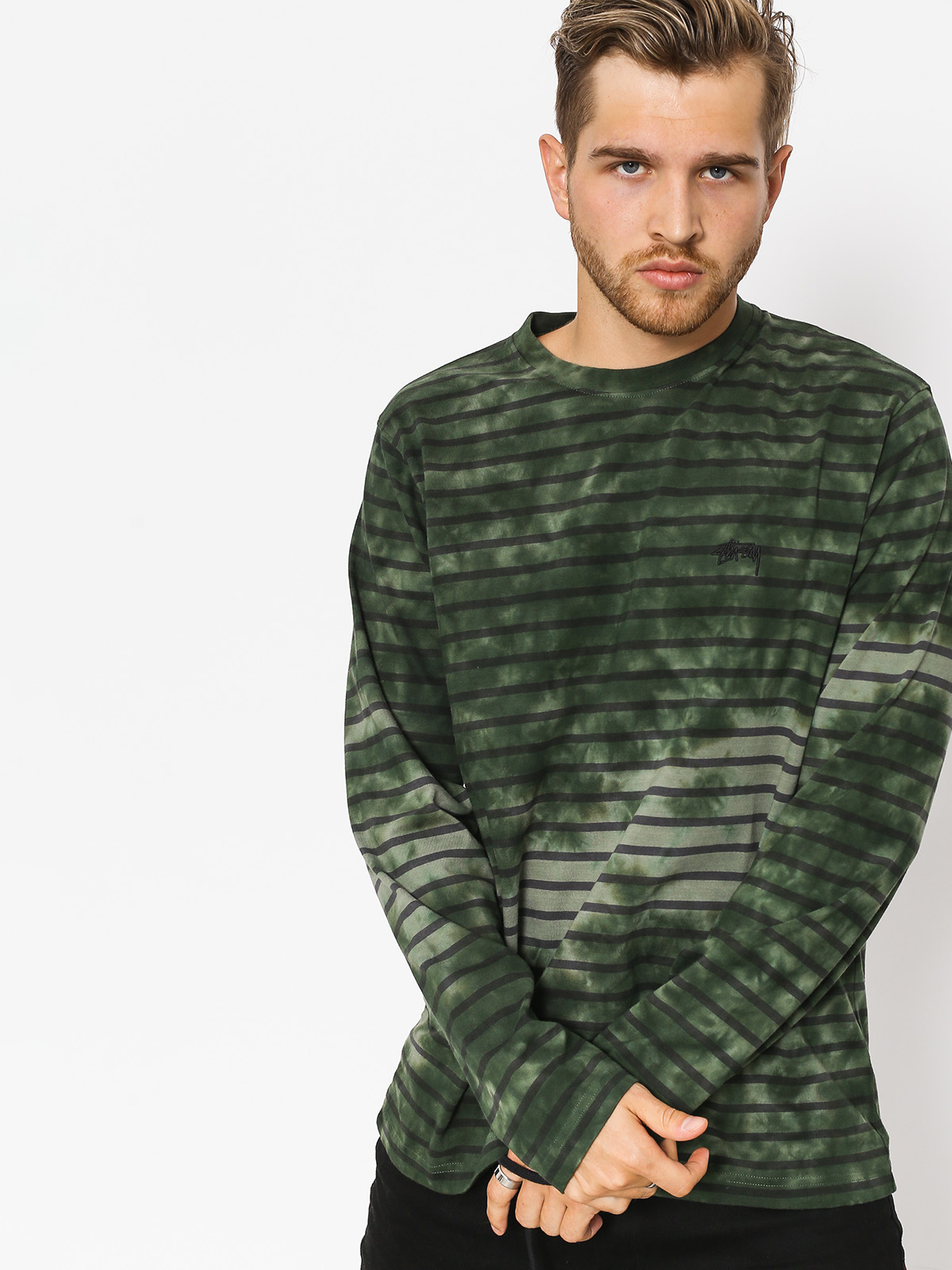 Triko Stussy Bleach Stripe (olive)
