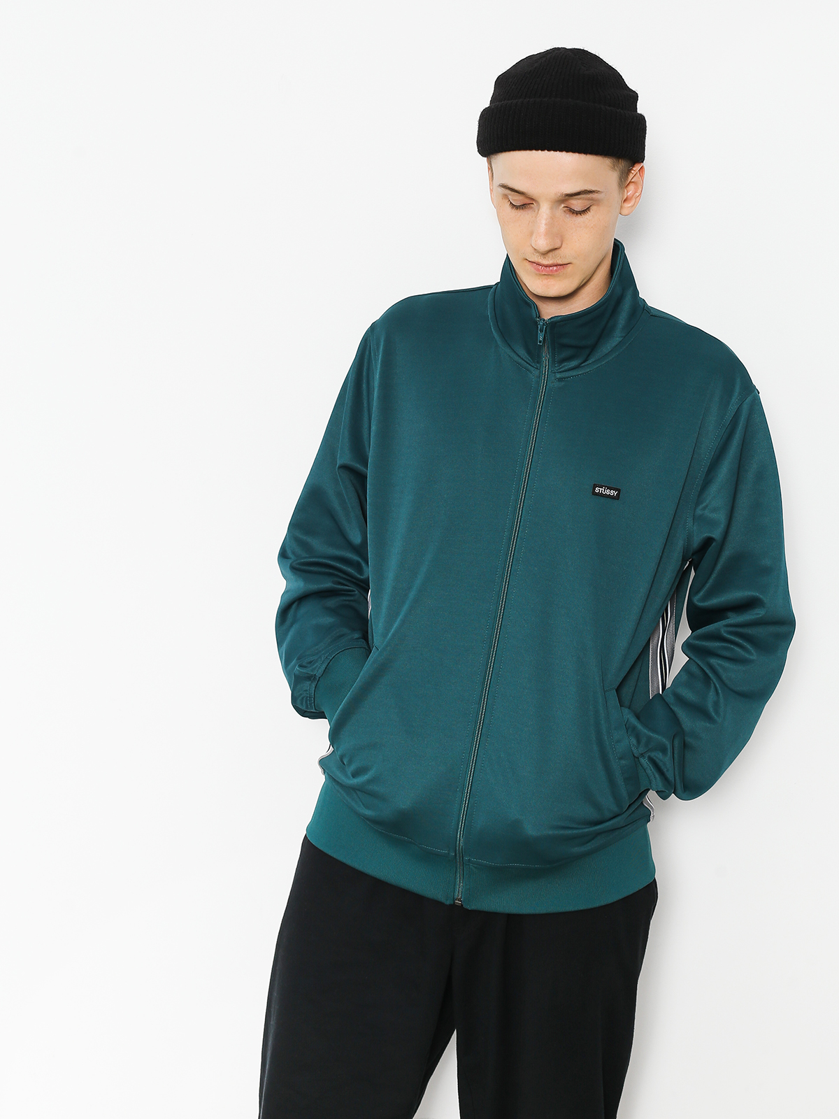 Mikina Stussy Textured Rib Track (dark teal)