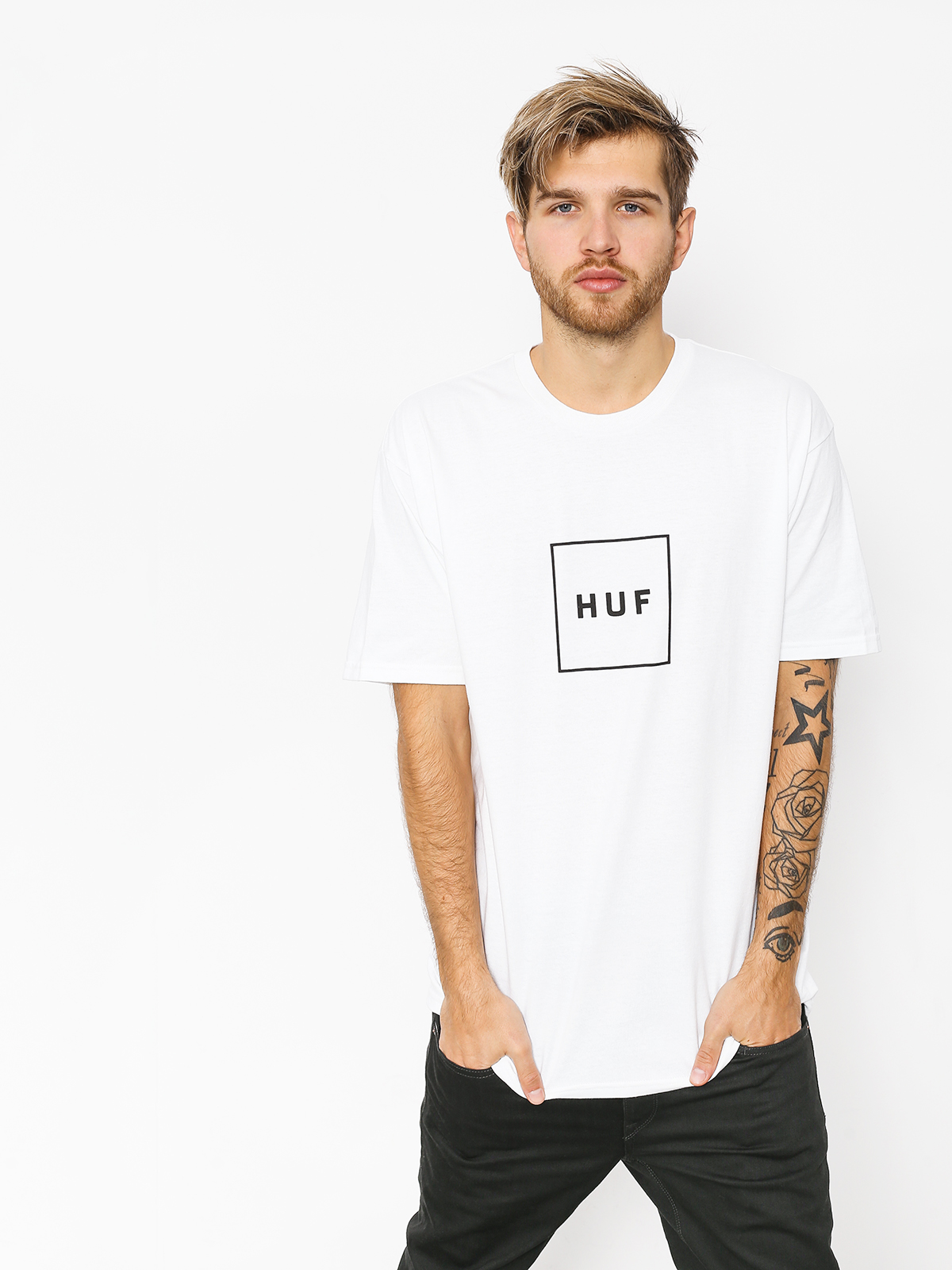 Tričko HUF Essentials Box Logo (white)