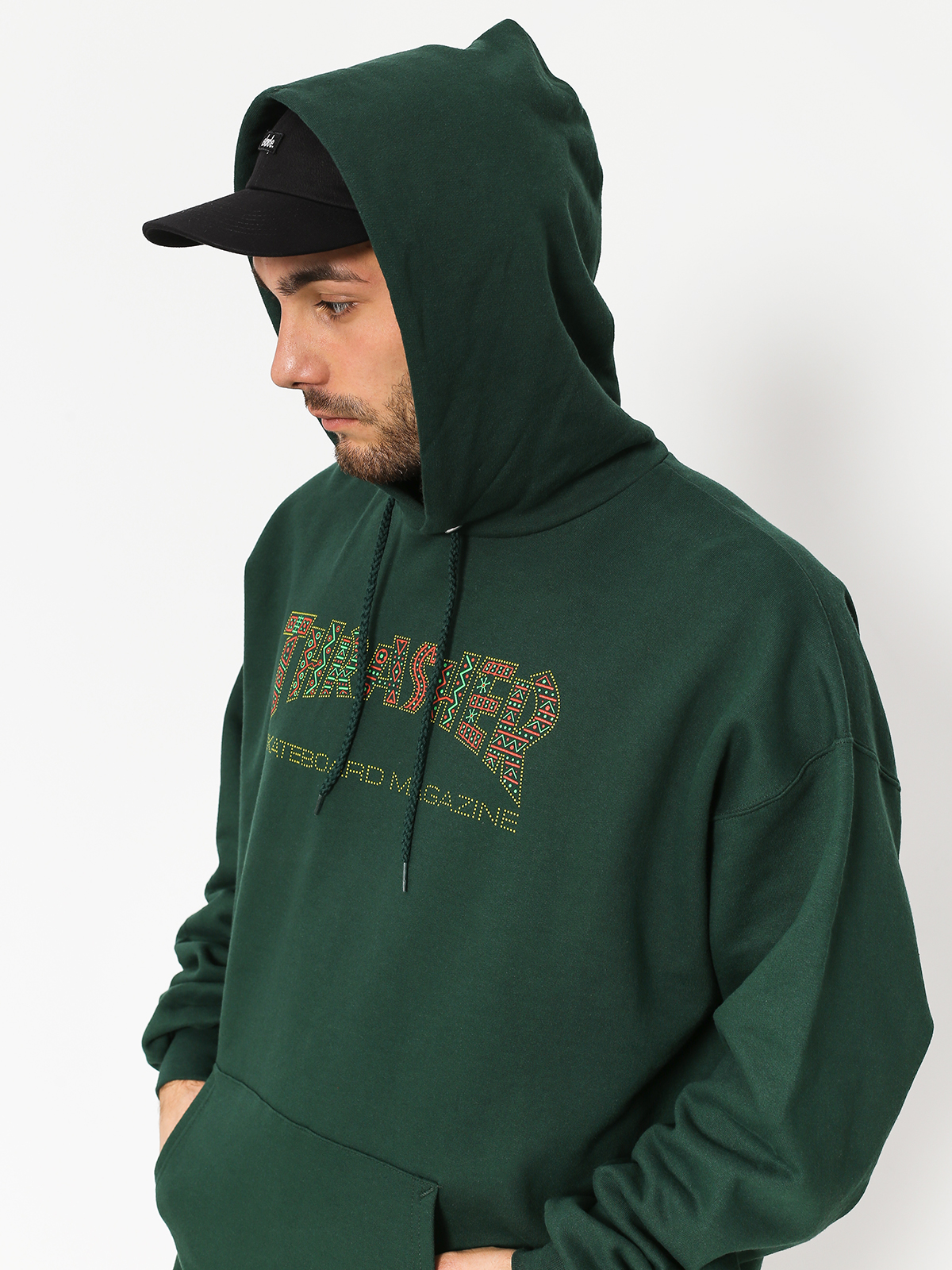 Mikina s kapucí Thrasher Davis Forest HD (green)