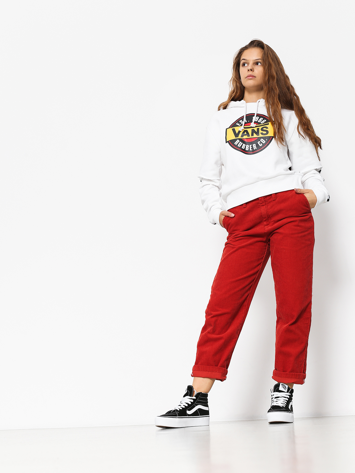 Mikina s kapucí Vans Chromo Twofer HD Wmn (white)