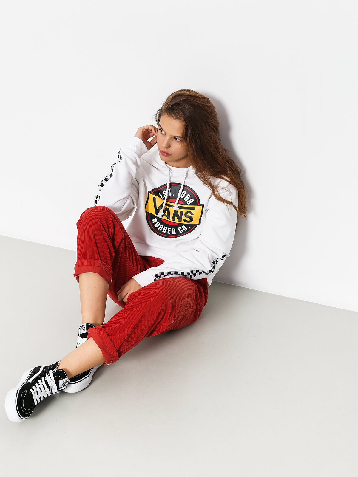 Mikina s kapucí Vans Chromo Twofer HD Wmn (white)