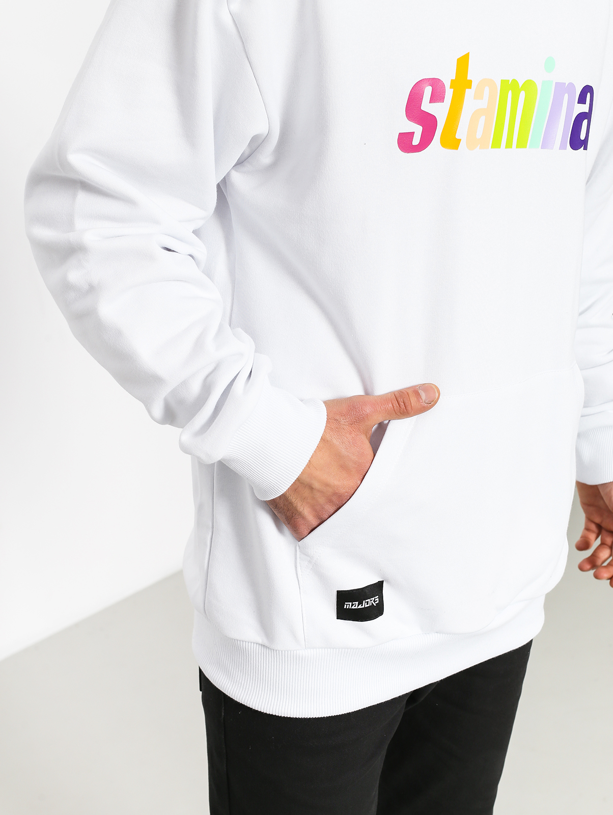 Mikina s kapucí Majors Rainbow HD (white)