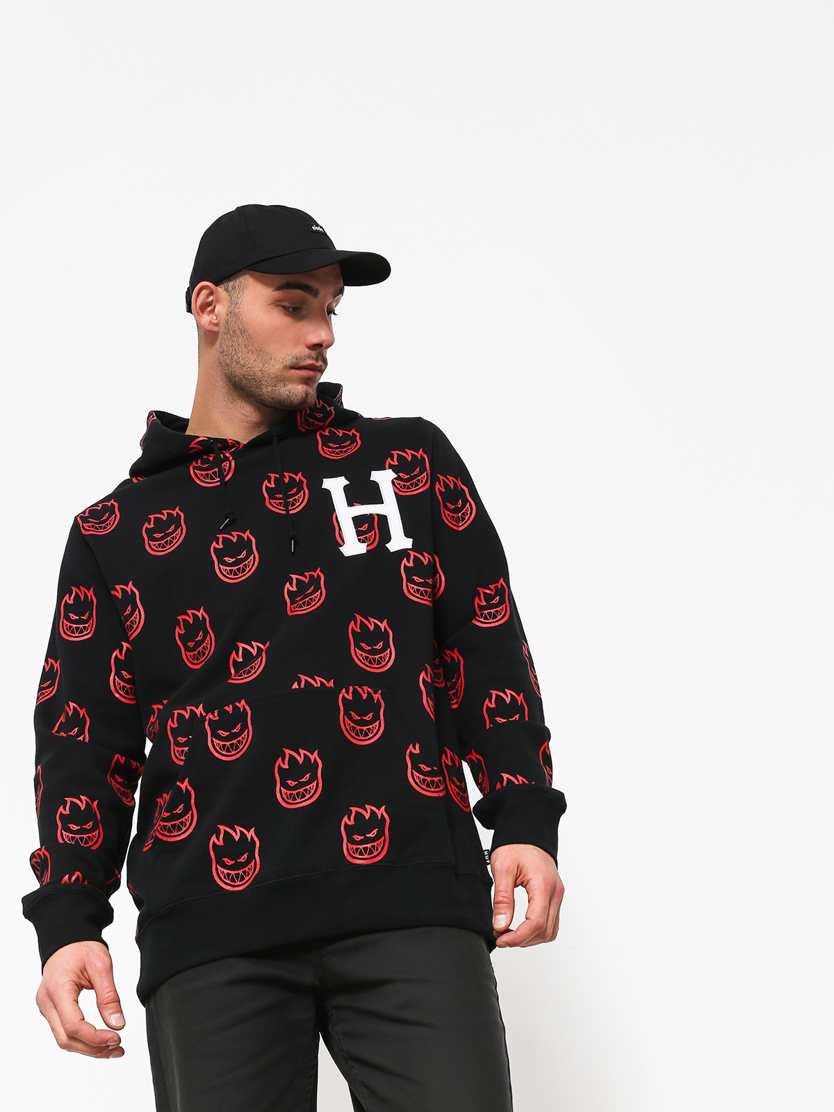 Mikina s kapucí HUF Huf Spitfire Bighead HD (black)