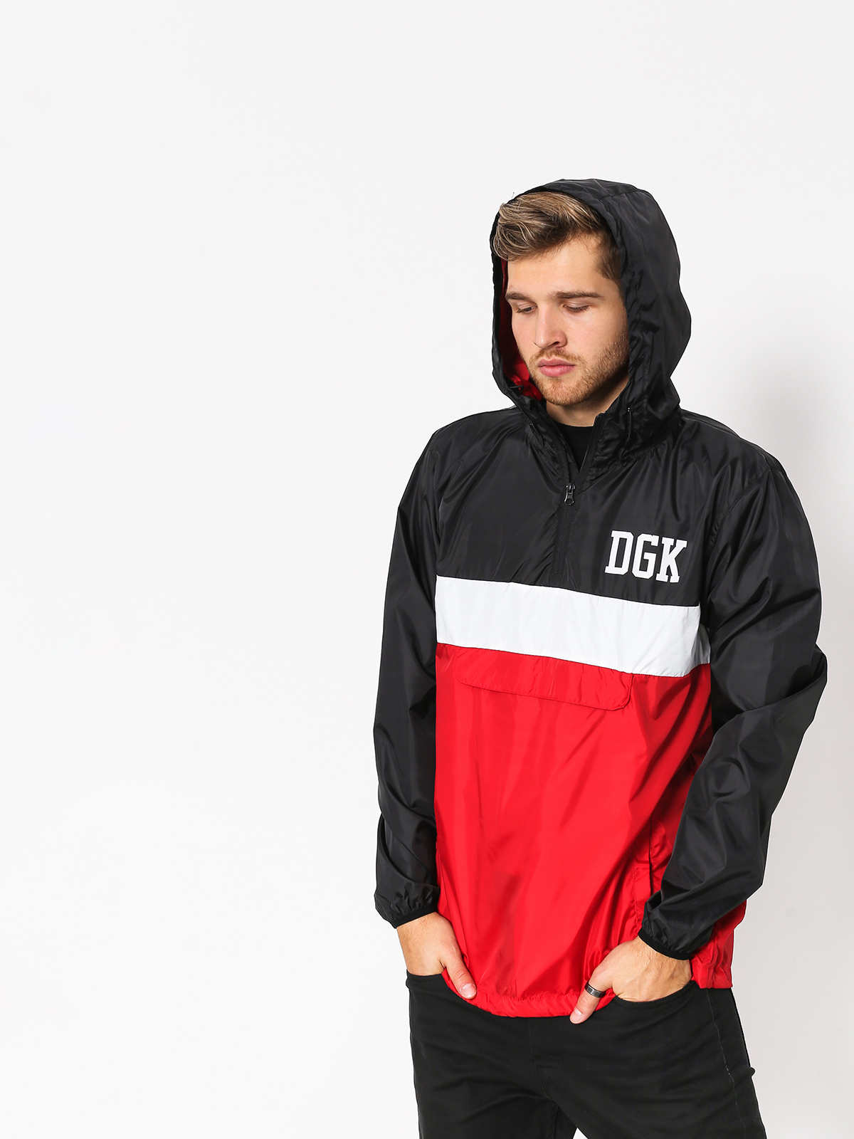 Bunda DGK Blocked Windbreaker (black/white/red)