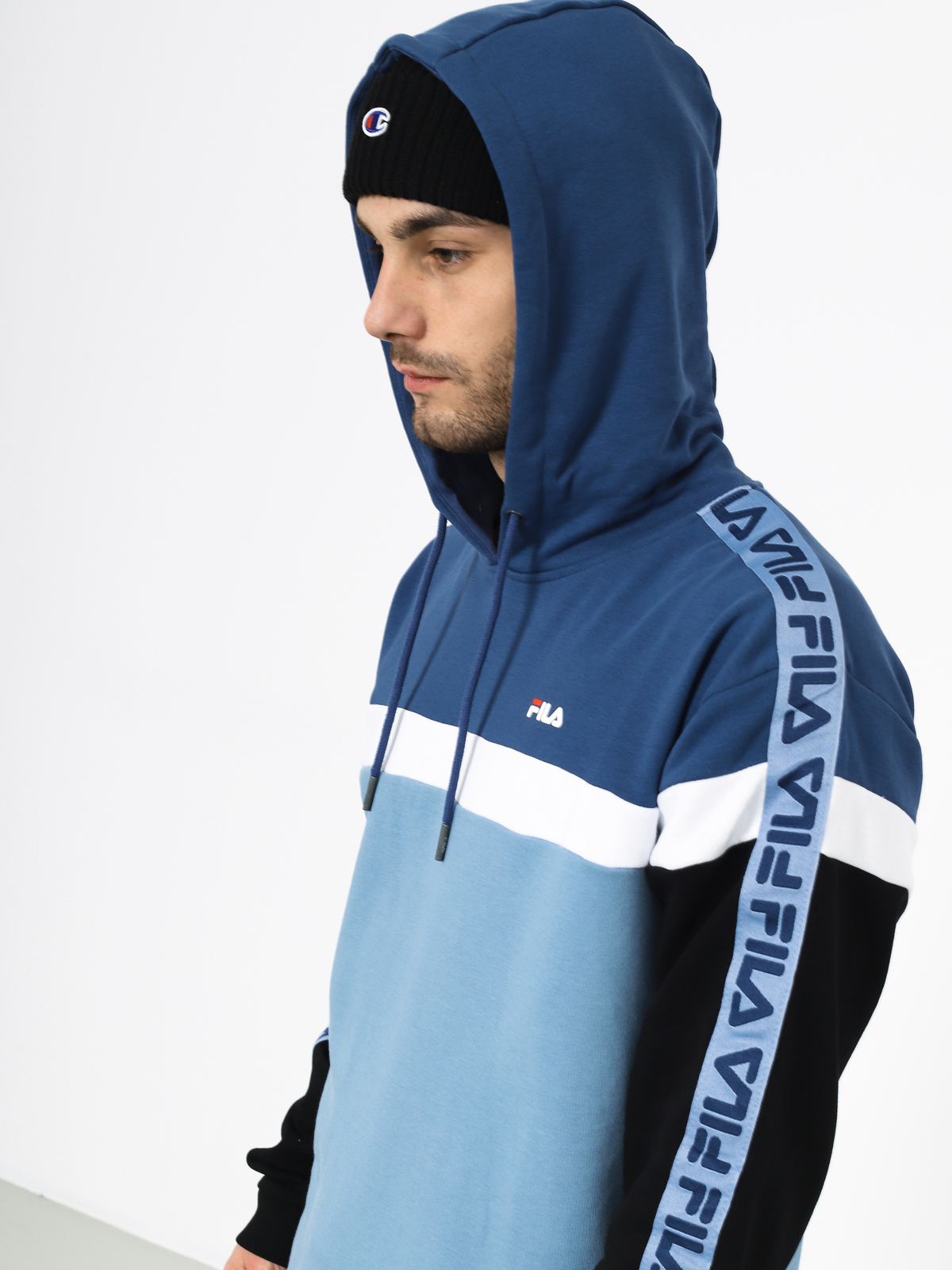 Mikina s kapucí Fila Robben Tape HD (blue shadow/english blue/black)